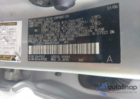 2006 Toyota 4Runner Sr5 Sport V8 z USA, uszkodzony, nr VIN JTEZT14R060025644